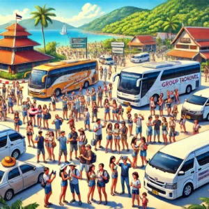 Hosting a Big Group in Thailand - Discover Seamless MICE and Group Booking Solutions with Us a large group of travelers going to an event in Phuket