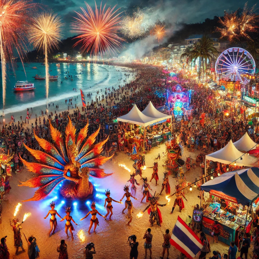 Carnival beach scene Patong Phuket for the Phuket Carnival Patong Beach