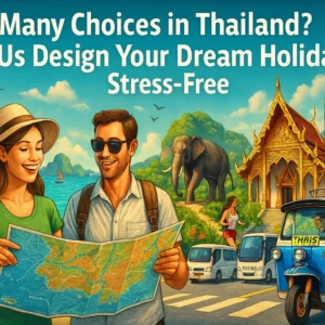 Too Many Choices in Thailand- Let Us Design Your Dream Holiday Stress-Free a couple reading a map in a car park in Thailand